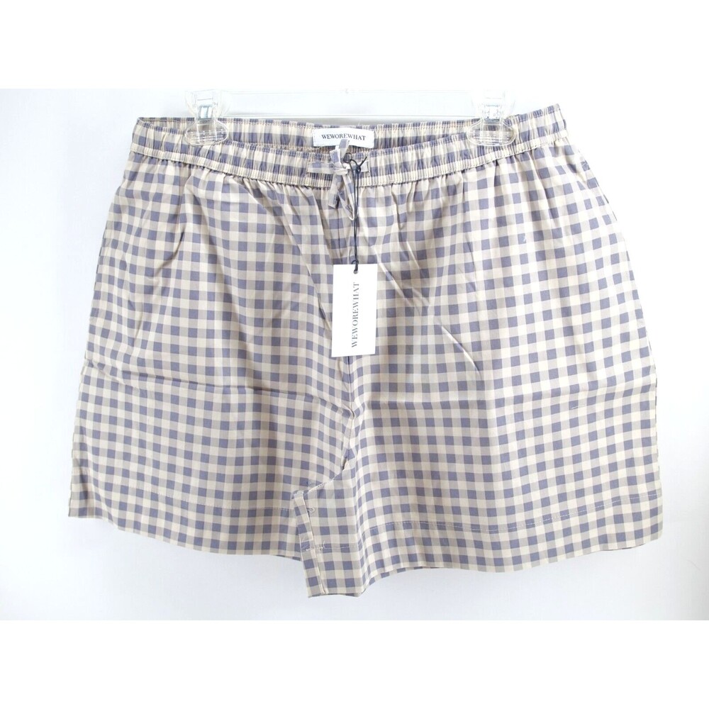 Weworewhat size Large cotton boxer shorts gingham whisper‎ white Check ($59)